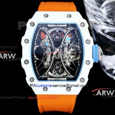 Swiss Clone Richard Mille Rafael Nadal RM53-01 White Case Orange Strap Watch 